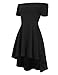 MISSKY Women's Sexy Straight Collar off Shoulder Short Sleeve High Low Skater Dress