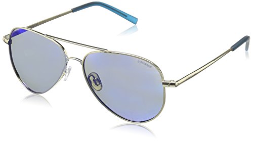Polaroid Sunglasses PLD8015N Polarized Aviator Sunglasses, Gold/Gray Blue Mirror Polarized, 52 mm