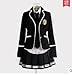 Evalent Japanese Anime Clothes Classic Navy Sailor Suit Short Sleeve Girl Students School Uniforms White (L, Black)