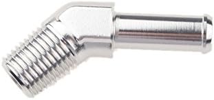 1/4 NPT To 3/8 45 Degree Hose End Barb Adapter Fitting Aluminum Silver