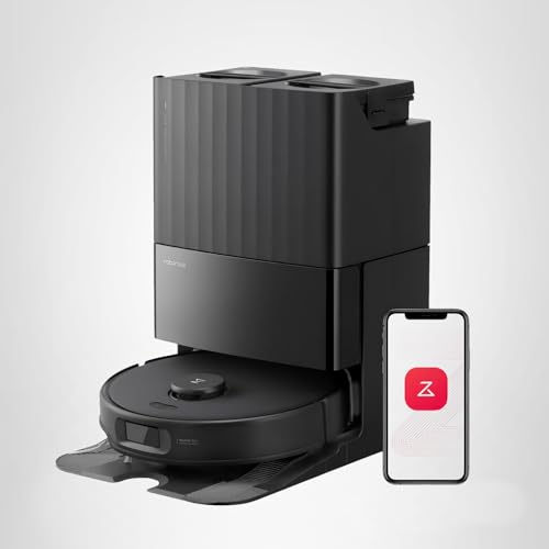 Roborock Qrevo Edge S5A Robot Aspirador y Trapeador, 18.500Pa, Cero Enredos, Cepillo Principal DuoDivide, Cepillo Lateral FlexiArm, Lavado y Autolimpieza de Trapeador con Agua Caliente, Secado con Aire Caliente, Autovaciante, Negro