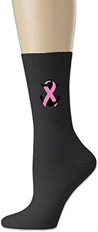 Mokjeiij Anchored In Hope Pink Ribbon Comfortable And Breathable Cotton Socks