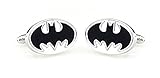 Round Superhero Batman Men's Rhodium Plated Wedding Business Cufflinks One Pair