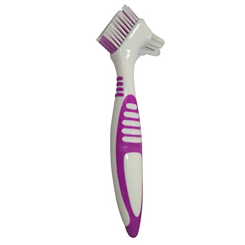 Gus Craft 2-Pack Denture Cleaning Brush Set- Premium Hygiene Denture Cleaner Set For Denture Care- Top Denture Cleanser Tool w/Multi-Layered Bristles & Ergonomic Rubber Handle (Green and Purple) - Thumbnail 2