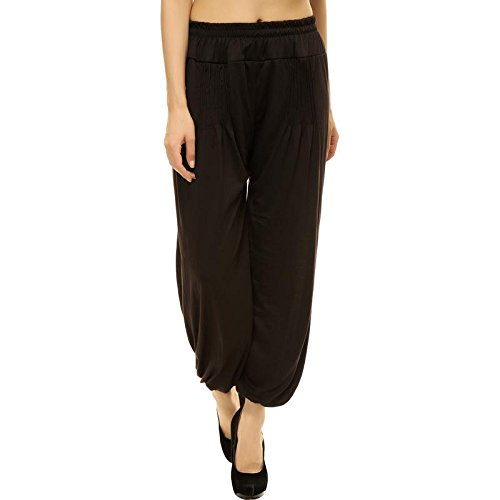 pietra viscose solid harem black pants for women