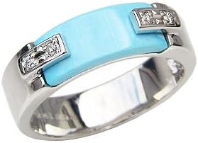 ターコイズ メンズリング トルコ石 男性用 リング ダイヤモンド 4石 0 04ct ホワイトゴールド メンズ指輪 バレンタインデー 9号