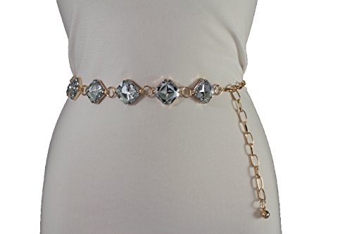 TFJ Women Fashion Belt Gold Metal Chain Hip High Waist Big Silver Beads S M L