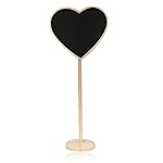Resulzon Mini Heart Chalkboard Blackboard with Stand Wedding Party Table Numbers Place Card Favor Tag Plant Marker （pack of 24）