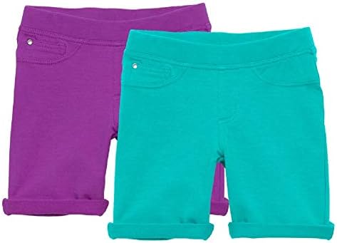 Shorts for Girls - 2 Pack Kids 5 Pocket Knit Bermuda Spring or Summer Shorts