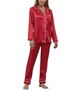 YIMANIE Women's Silk Satin Pajama Set - Short Sleeve & Pant Button Down Loungewear