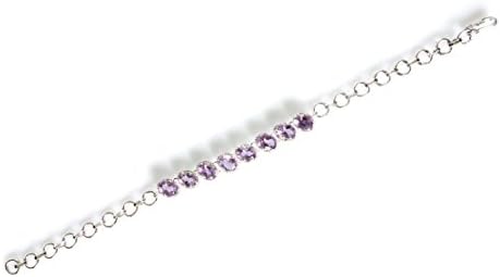 Tibetan Silver EYE CATCHING BEAUTIFUL GENUINE AMETHYST GEMSTONE TENNIS BRACELET HAND CRAFTED IN PURE STERLING SILVER FASHION BRACELET ADJUSTABLE LENGTH HANDMADE BY ARTISANS