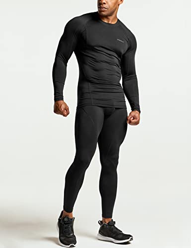 TSLA Men’s Long Sleeve Compression Shirt, UV Protection, Sweat Absorbent, Quick Drying, Long Shirt, Compression Wear, Undershirt, Sports Inner, Base Layer, Training Wear