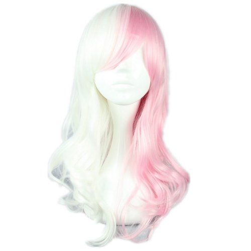 Cosplay Wig Long Pink and White Girl Anime Show Party Hair
