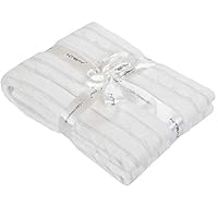 NTBAY Cotton Cable Knit Toddler Blanket, Super Soft Warm Multi Color Baby Blanket, 30"x 40", White