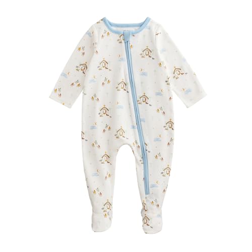 Mud Pie Unisex Baby Christmas Nativity Print Sleeper, White