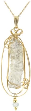 Lightning Sand Pendant Necklace 14k Gold with Aquamarine Accent