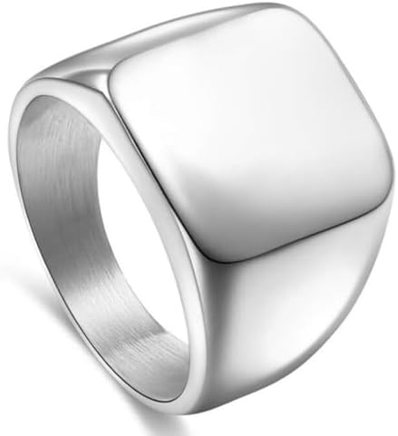 enhong Mens Rings Stainless Steel Square Signet Rings for Men