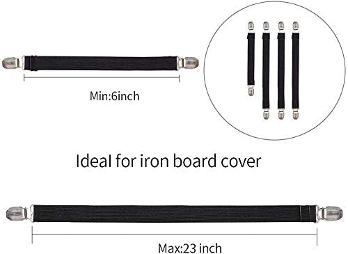 Goodtimes Ironing Board Cover Clips, Adjustable Ironing Board Pad Braces Fasteners Mini Suspenders - Keep Cover Flat and Secure Tention Clips