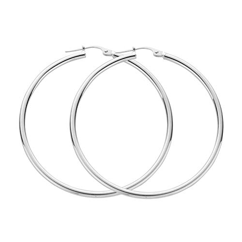 TreasureBay 925 Sterling Silver Hoops Earrings Gift for Women and Girls 3mm Round Tube Available in many Different Sizes (6 Cm) — image 1