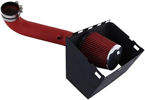 For 2009-2014 Dodge Ram 1500 2500 3500 (5.7L V8 Engine Only) Aluminum High Flow Air Intake Kit Red Heat Shield Pipe with Filter