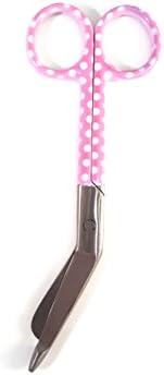 Stainless Steel Bandage Scissors with Individual Handle Patterns (5,5 inch) (Pink with White dots)