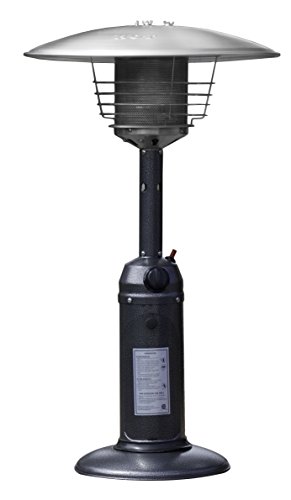 Hiland HLD032-C Portable Table Top Patio Heater, 11,000 BTU, Use 1lb or 20Lb Propane Tank, Hammered Silver
