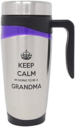 Suck Up Gifts Keep Calm Im Going to be a Grandma Stainless Steel 16 Oz Travel Tumbler Mug (Purple)