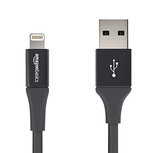 Amazon Basics USB A Cable with Lightning Connector, Premium Collection, MFi Certified Apple iPhone Charger, 4 Inch, Black