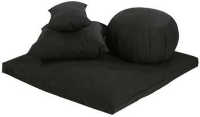 Buckwheat Zafu, Zabuton and Support Meditation Cushions Set (4Pc), Brown