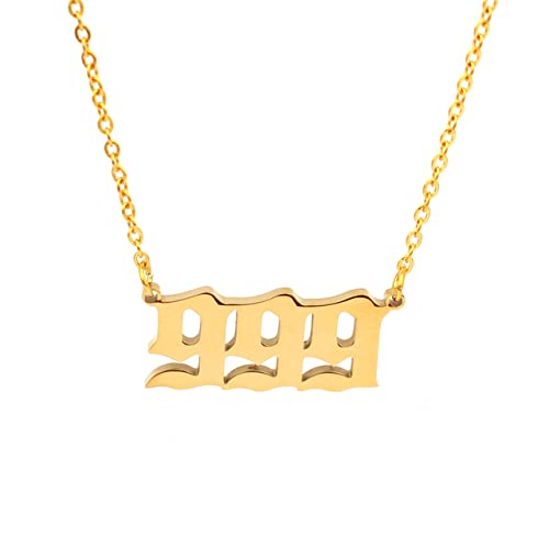 VCCKNB JEWELRY Angel Number Necklace, Number Charm Necklace Angel Number Necklace 111 222 333 444 555 666 777 888 999 000 Gold Angel Number Necklace for Women (A-Gold Angel Number Necklace 999)