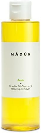 Nadur Gentle Cleanser &amp; Makeup Remover 200ml-100% Natural Organic Jojoba Oil &amp; Pomegranate Oil for Face - Dissolves Long-wearing, Waterproof Makeup with ease! Rinse-off Formula-No Greasy Residue