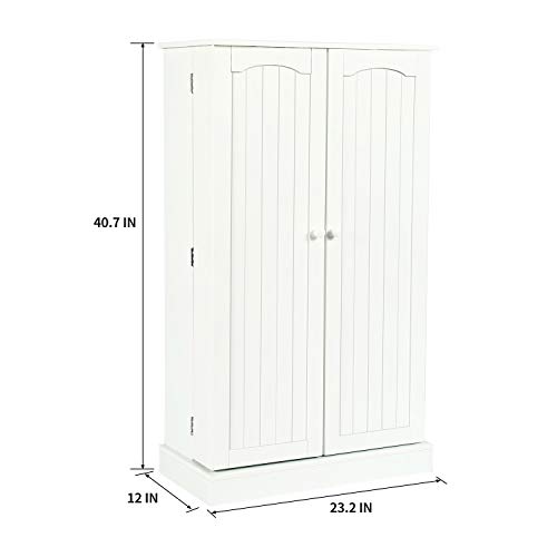 HOME BI Kitchen Pantry Cabinet 5 Door Storage Cabinet with 5 Shelves Cupboard Space Saving Cabinet,White - Thumbnail 4