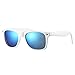 COASION Classic Polarized Sunglasses for Men Women Retro UV400 Sun Glasses (White Frame/Blue Mirror Lens)