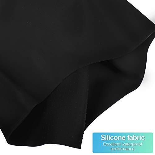 Pansonite Silicone Swim Cap-Adults Youths Men Women Inside Particle Bathing Cap for Long or Short Hair Waterproof Pool Caps with Grain Makes Your Hair Dry (Black) - Thumbnail 5