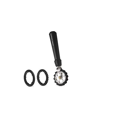 Marcato Pastawheel Dough Cutter & Crimper, Black. Comes with 3 Interchangeable Wheels -Straight Cut, Tight Zig-Zag, & Wide Zig-Zag. Made in Italy