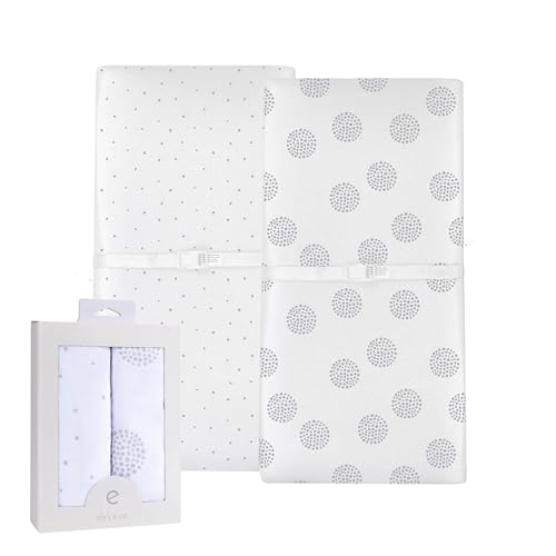 Changing Pad Covers - Cradle Sheets 2-Pack - 100% Jersey Cotton for Baby Boy or Baby Girl (Grey Dottie)