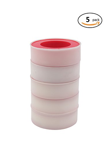 TOVIA 5 Pack Teflon tape-1/2 x400inch,Thread seal tape-Used for plumber work to warp galvanized pipe,PVC, connector,garden hose,valve