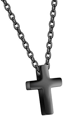 UM Jewelry Small Stainless Steel Cross Pendant Children Boy Girl Jesus Christ Lord Prayer Necklace