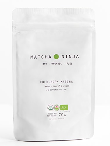 Matcha Ninja 100% Raw Organic Matcha Green Tea. Cold Water Soluble. Ceremonial Grade. Non-Bitter Extra Smooth Blend