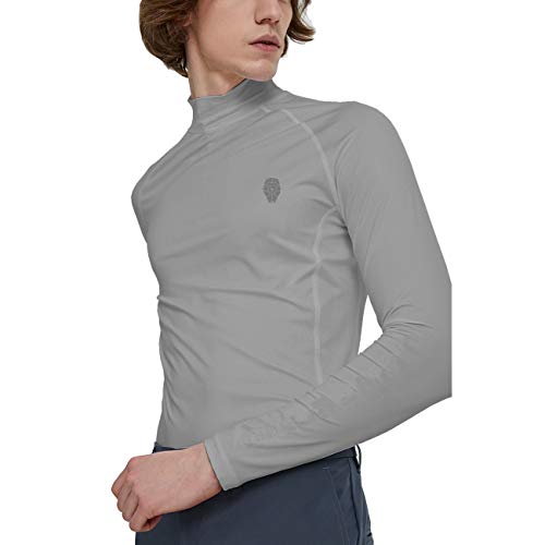 Boys Fleece Thermal Mock Neck Long Sleeve Running Shirt Workout Tops Gray M - Thumbnail 2