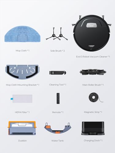 Laresar Clean 8000Pa Robot Vacuum Cleaner with Mop, Robotic Vacuum with Remote Control, Voice, Alexa/APP, 180mins Runtime, Robot Hoover with Auto Carpet Boost, Ideal for Pet Hair, Hard Floors, Carpet