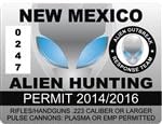 Alien Hunting Permit - New Mexico NM - 4" x 2.4" Sticker