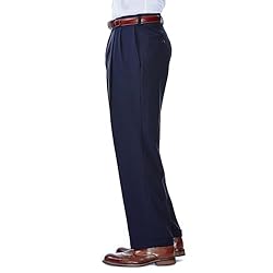 Haggar mens Eclo Stria Expandable-waist Pleat-front
