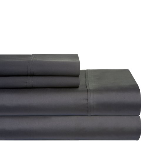 Pointehaven 400 Thread Count Pima Cotton Fitted Sheet and Pillowcase, Queen, Gr…