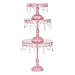 Sophia Cake Stand Set of 3, Round Metal Plate Dessert Cupcake Pedestal Wedding Party Display with Glass Crystals (Pink)