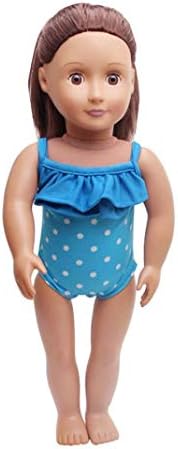 Dinglong One-piece Swimwear Summer Swimsuit Dress Outfit for 18 Inch American Girl Our Generation Doll (Blue)
