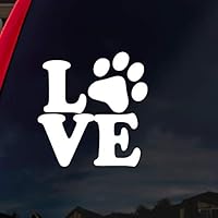 SoCoolDesign Love Paw Dog Cat Family Car Window Vinyl Decal Sticker 4" Wide (White) (White)