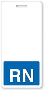 RN Badge Buddy- RN Vertical Hospital ID Badge Buddy with Blue Background by Alliance ID