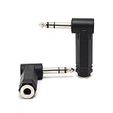 Ancable 2-Pack 1/4" 6.35mm Right Angle Stereo Male Plug to 1/4" 6.35mm Stereo Female Jack Audio Adapter