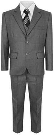 Boys 5 Piece Wedding Party Page Boy Christening Formal Smart Grey Suit 1Y-15Year